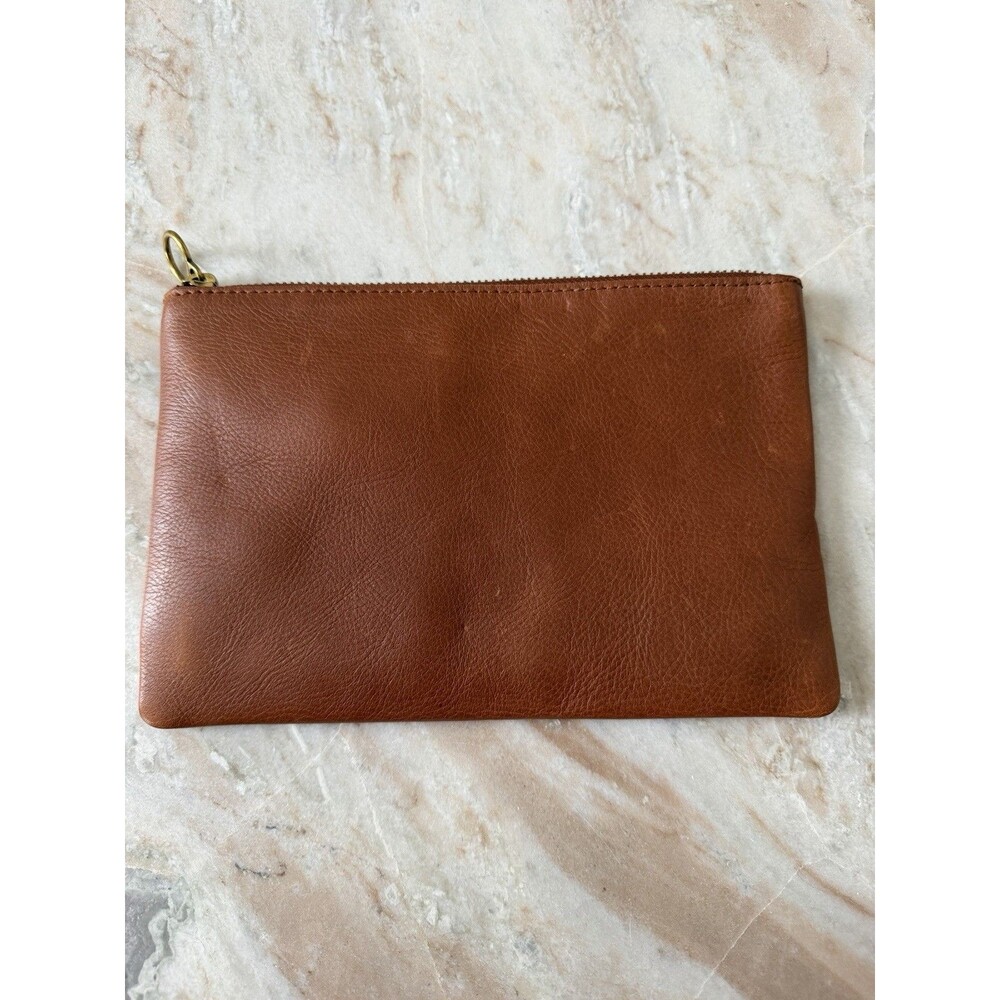 Madewell “The Leather Pouch Clutch” in English Saddle Size Medium 6” x 9”